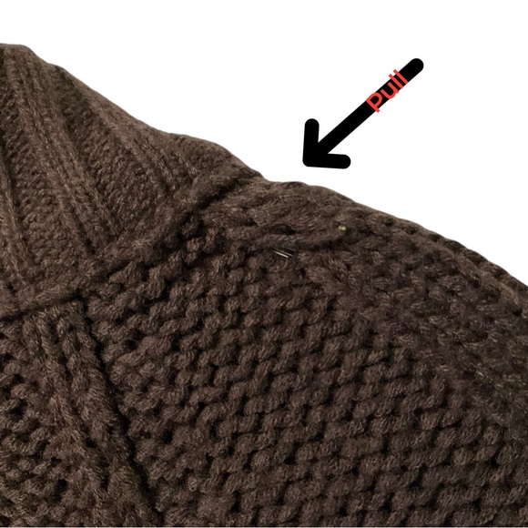 Lou‎ Lou Brown Kit Oversized Sweater L Women Fall Casual Lagenlook Zipper Heavy - Picture 8 of 10